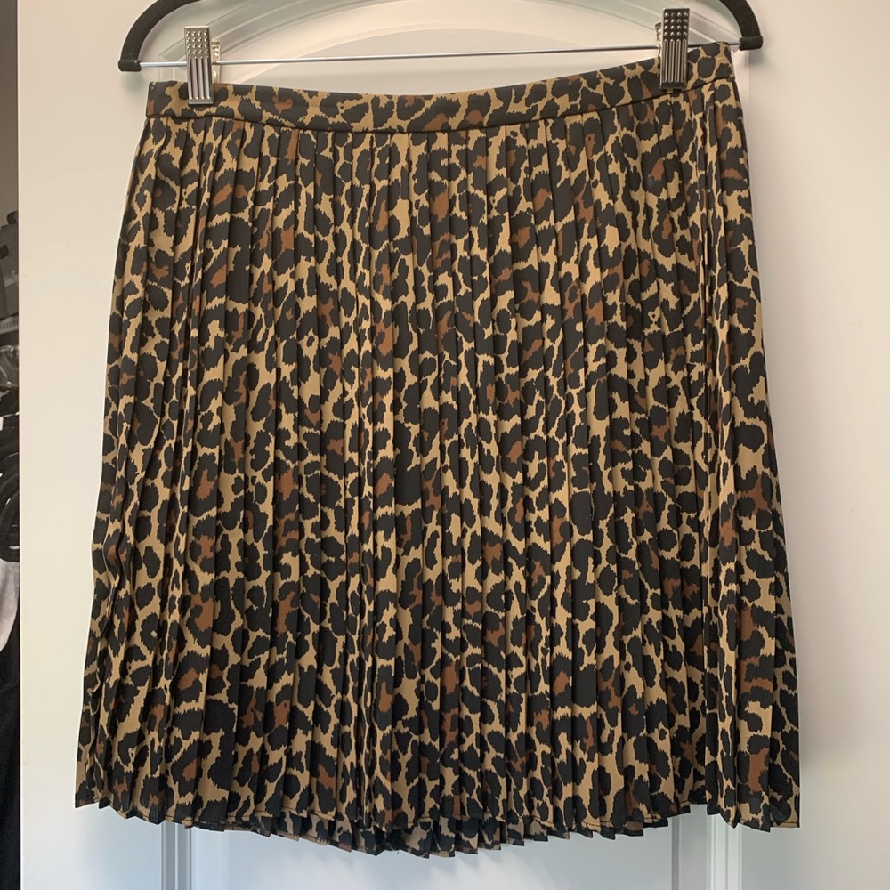 J Crew pleated leopard skirt